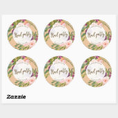 Sticker Rond fleurons rose verdure collant de la fête de gradua (Feuille)