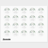 Sticker Rond Fleurs à feuillage persistant et coton Mariage élé (Feuille)