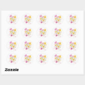 Sticker Rond Fleurs à l'aquarelle (Feuille)
