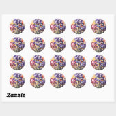 Sticker Rond Fleurs Abstraites Iris (Feuille)