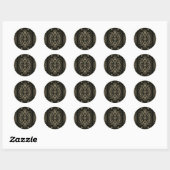 Sticker Rond Fleurs abstraites noires et or   (Feuille)