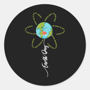 Sticker Rond Fleurs amusantes Jour des terres quotidien femmes