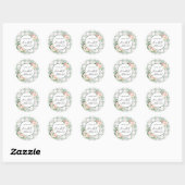 Sticker Rond Fleurs aquarelle | Baby shower mariage plaid paste (Feuille)
