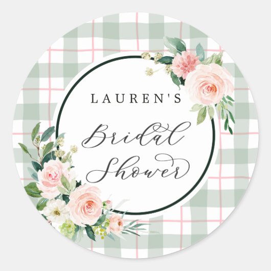 Sticker Rond Fleurs aquarelle | Douce Mariée Plaid Pastel (Devant)