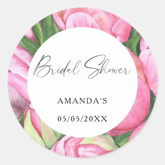 Sticker Rond Fleurs aquarelle - douche de mariage (Devant)