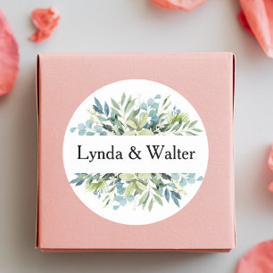 Sticker Rond Fleurs Aquarelle Élégantes Mariage Sur Mesure