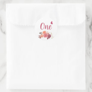 Sticker Rond Fleurs Aquarelle Élégantes Un An