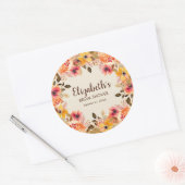 Sticker Rond Fleurs aquarelles d'automne Baby Shower (Enveloppe)
