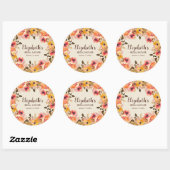 Sticker Rond Fleurs aquarelles d'automne Baby Shower (Feuille)