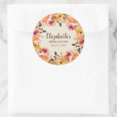 Sticker Rond Fleurs aquarelles d'automne Baby Shower (Sac)