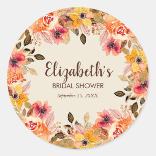 Sticker Rond Fleurs aquarelles d'automne pour la fête de mariag