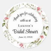 Sticker Rond Fleurs Aquarelles Délicates Faveur de Mariage (Devant)