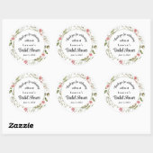 Sticker Rond Fleurs Aquarelles Délicates Faveur de Mariage (Feuille)