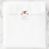 Sticker Rond Fleurs aquarelles Mauve et Mariage or (Sac)