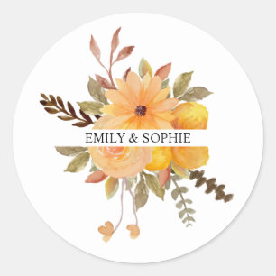 Sticker Rond Fleurs aquarelles personnalisées