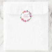 Sticker Rond Fleurs aquarelles personnalisées Mariage élégant m (Sac)