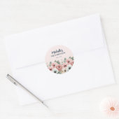 Sticker Rond Fleurs aquarelles rose blanc 100e anniversaire (Enveloppe)