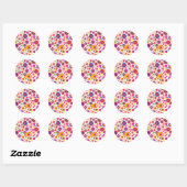 Sticker Rond Fleurs arc-en-ciel hippies (Feuille)