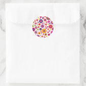 Sticker Rond Fleurs arc-en-ciel hippies (Sac)
