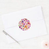 Sticker Rond Fleurs arc-en-ciel hippies (Enveloppe)