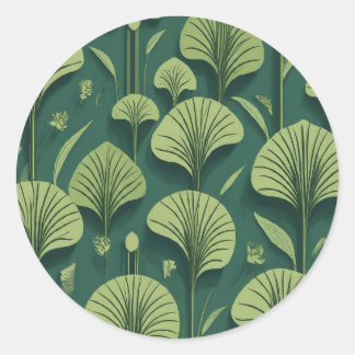 Sticker Rond fleurs, art déco, vert, précision méticuleuse, cl
