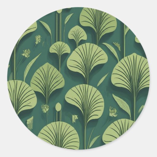 Sticker Rond fleurs, art déco, vert, précision méticuleuse, cl (Devant)