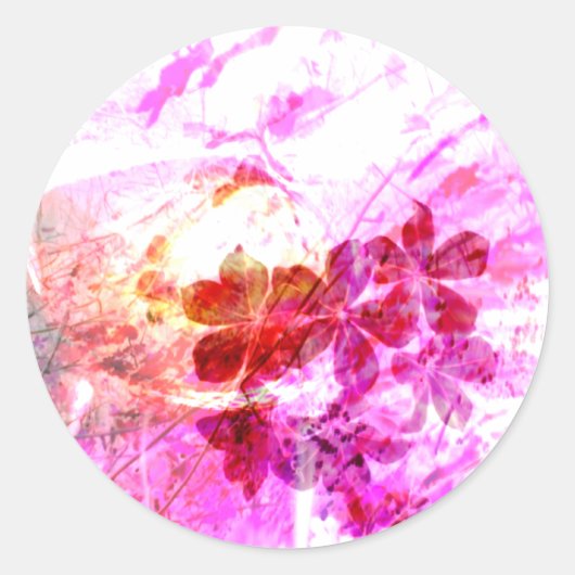 Sticker Rond Fleurs automnales Roses Grunge (Devant)