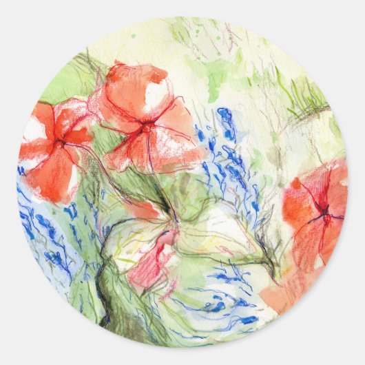 Sticker Rond Fleurs Balsam et Lobelia (Devant)