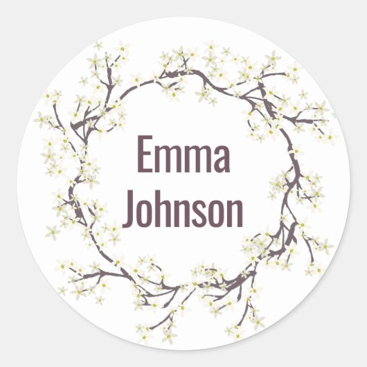 Sticker Rond Fleurs blanches (Devant)