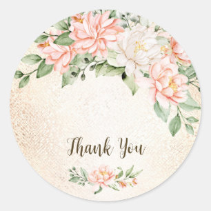 Sticker Rond Fleurs blanches à l'aquarelle de fête élégante