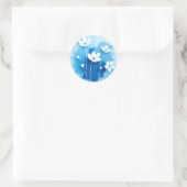 Sticker Rond Fleurs blanches Abstraites Arrière - plan bleu cla (Sac)