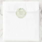 Sticker Rond Fleurs blanches Baby shower de Jardin vert Adresse (Sac)
