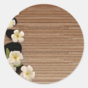 Sticker Rond Fleurs blanches de Frangipani