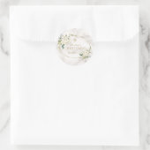 Sticker Rond Fleurs blanches de luxe en marbre doré Christening (Sac)