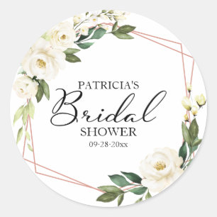 Sticker Rond Fleurs Blanches De Verdure Géométrique Cl Bridal S