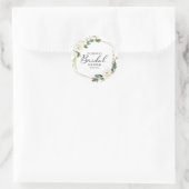 Sticker Rond Fleurs blanches de verdure Shower de mariage géomé (Sac)