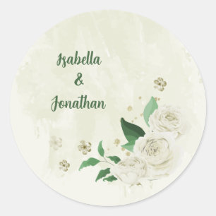 Sticker Rond Fleurs blanches d'ivoire mariage
