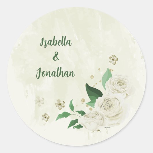 Sticker Rond Fleurs blanches d'ivoire mariage (Devant)