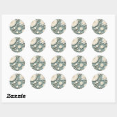 Sticker Rond Fleurs blanches en dentelle moderne (Feuille)