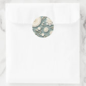 Sticker Rond Fleurs blanches en dentelle moderne (Sac)