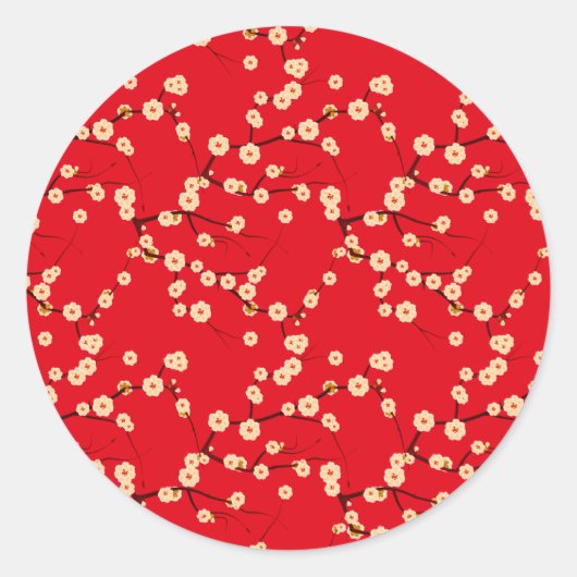 Sticker Rond Fleurs blanches en rouge (Devant)