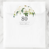 Sticker Rond Fleurs blanches et crème Elégante 80e anniversaire (Sac)