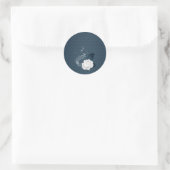 Sticker Rond fleurs blanches et feuilles de marine (Sac)