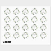 Sticker Rond Fleurs blanches et Mariage verdoyant (Feuille)