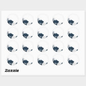 Sticker Rond fleurs blanches et marines (Feuille)