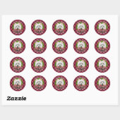 Sticker Rond Fleurs blanches et roses (Feuille)