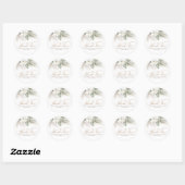 Sticker Rond Fleurs Blanches Herbe de la Pampa Boho Merci (Feuille)