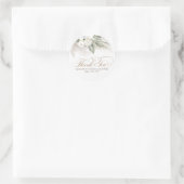 Sticker Rond Fleurs Blanches Herbe de Pampas Boho Merci (Sac)