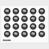 Sticker Rond fleurs blanches romantiques & feuilles verts noir (Feuille)