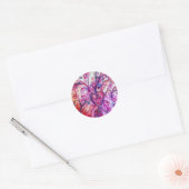 Sticker Rond FLEURS BLANCHES rose vif pourpre blanc (Enveloppe)